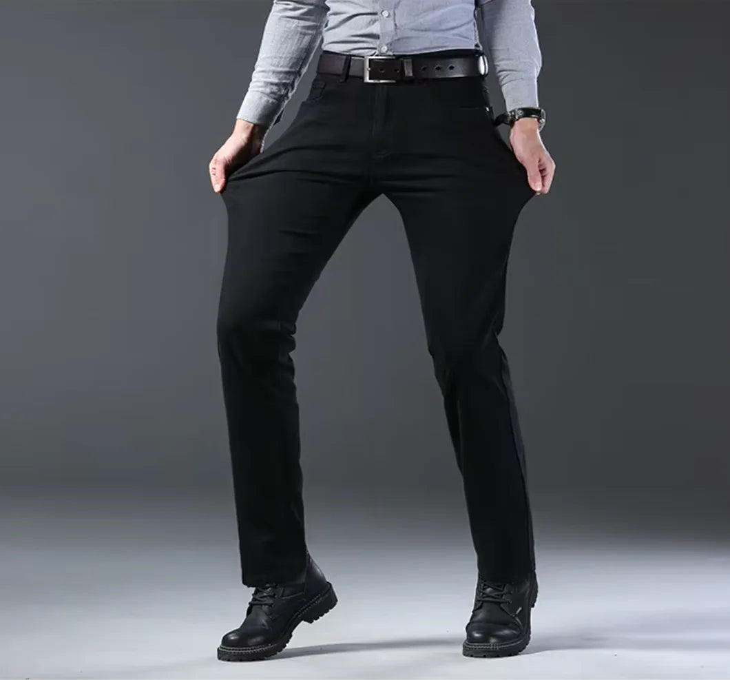 2026 New Business Men'S Jeans Casual Straight Stretch Fashion Classic Blue Black Work Denim Pant Trousers Male Clothing