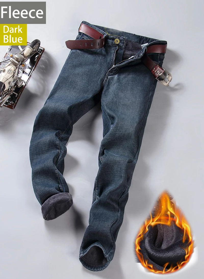 2026 New Business Men'S Jeans Casual Straight Stretch Fashion Classic Blue Black Work Denim Pant Trousers Male Clothing