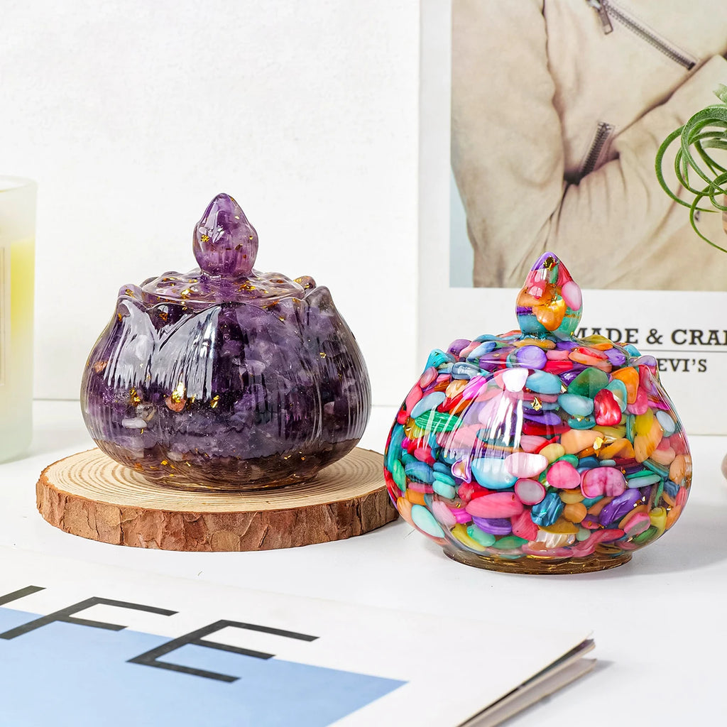 1Pc Natural Crystal Reiki Bowl - Resin Healing Stone for Meditation, Energy Cleansing & Home Decor