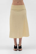 FOLDOVER FLARED MAXI SKIRT IN BUTTER