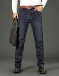 2026 New Business Men'S Jeans Casual Straight Stretch Fashion Classic Blue Black Work Denim Pant Trousers Male Clothing